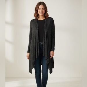 KNOX ROSE Waterfall Cardigan L Black